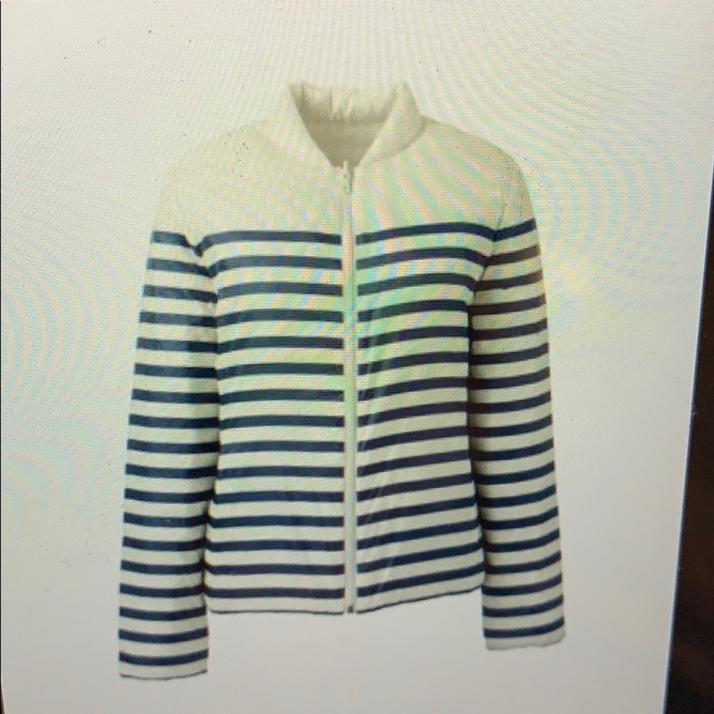 Blue & White striped reversible down jacket
